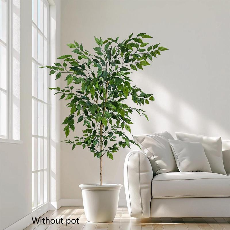 Artificial Ficus Tree Plant, 1 Count Realistic Leaves Faux Plant, Decorative Plant for Home Wedding Hotel Office Party Decoration