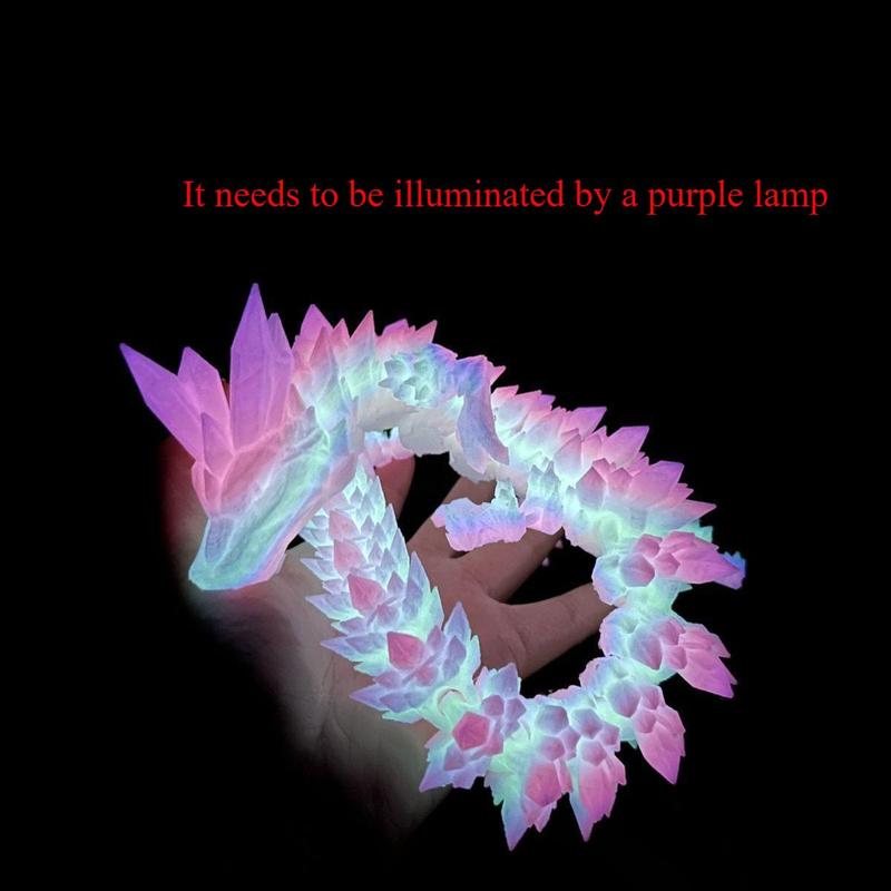 3D Printed Luminous Crystal Dragon, 1 Count Creative Desktop Decoration, Desktop Ornament for Home Office Dormitory School Car