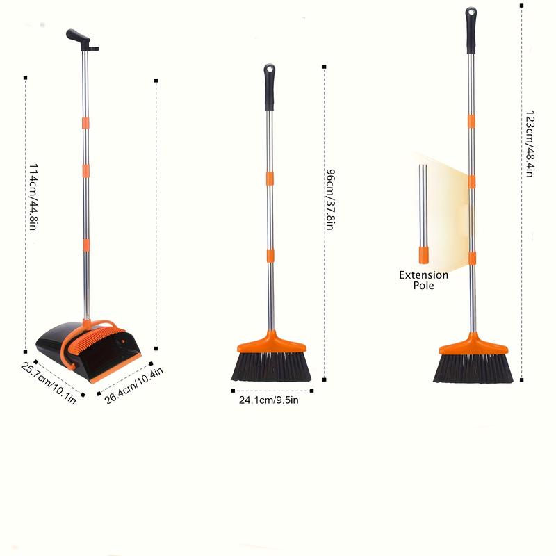 Broom and Dustpan Suit, Suitable for Home, Office, Indoor and Outdoor Cleaning, Vertical Broom and Dustpan