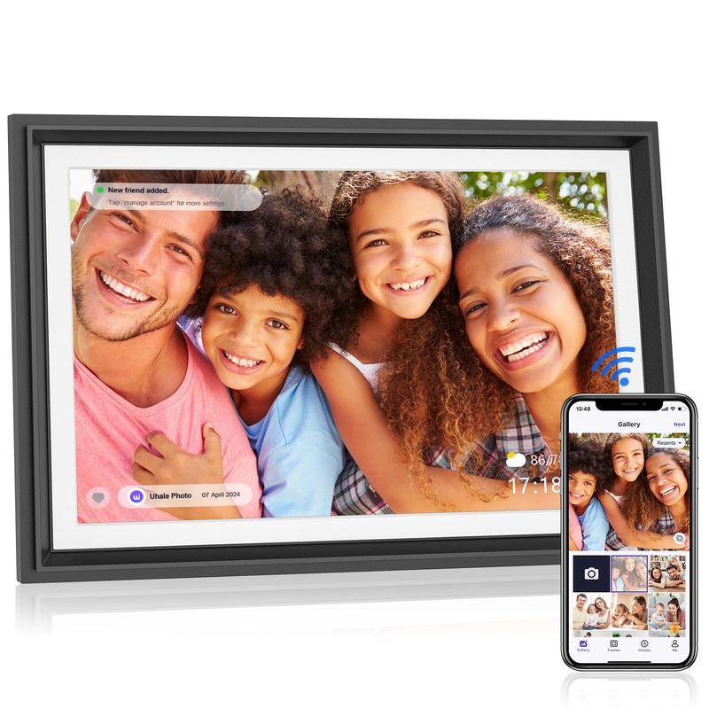 10.1 inch WiFi Digital Picture Frame, Touch Screen Smart Digital Photo Frame with 16GB Storage, WiFi Electronic Picture Frame Easy to Share Photos and Videos via Uhale App