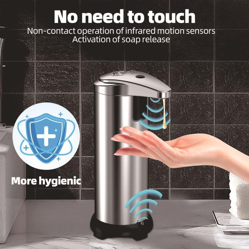 Automatic Liquid Soap Dispenser, Touchless Dish Soap Dispenser with Waterproof Base, 3 Adjustable Soap Volume Hand Soap Dispenser, Infrared Sensor Soap Pump for Kitchen Bathroom Office Hotel