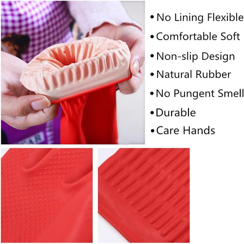 Rubber Cleaning Gloves Kitchen Dishwashing Glove 2-Pairs And Cleaning Cloth 2-Pack,Waterproof Reuseable. (Small) Gift for Mom,Mother's Day Gift