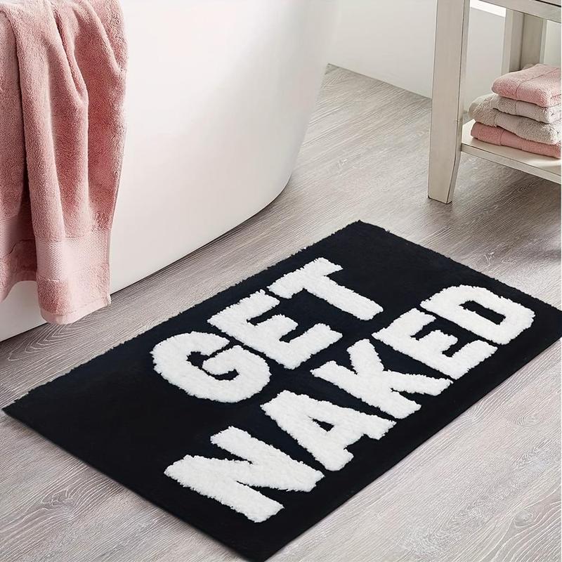 Letter Pattern Bath Mat, Multi-size Non-slip Soft Absorbent Floor Mat, Bathroom Decorative Mat for Home Bathroom Hotel Salon Dormitory