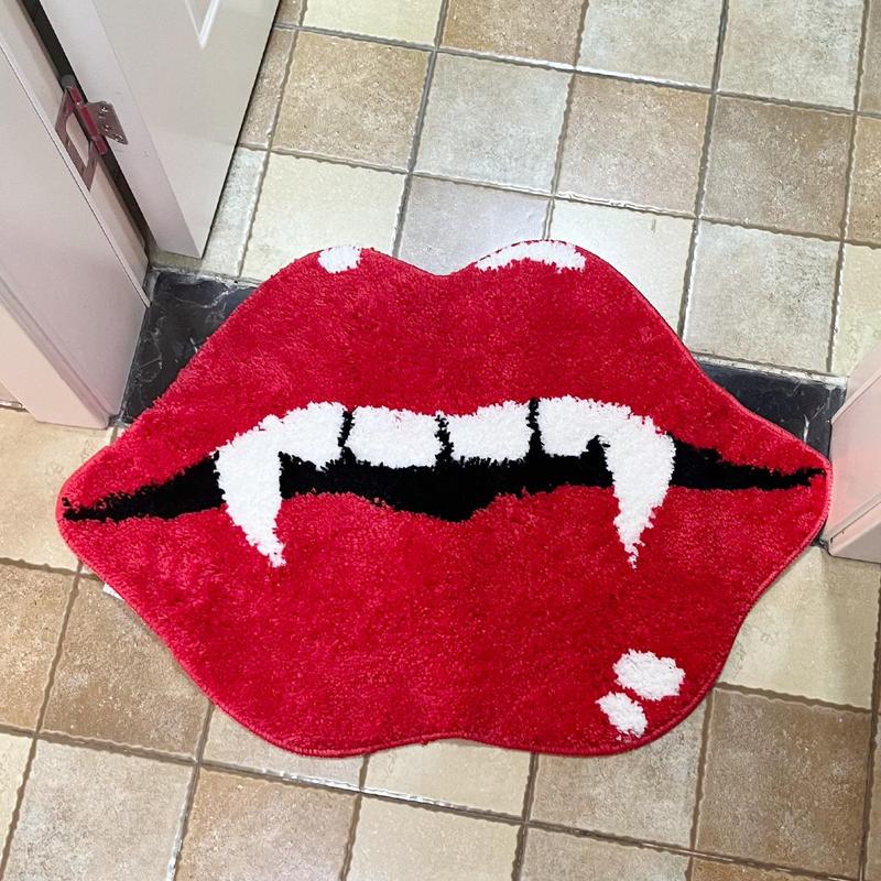 Creative Vampire Teeth Pattern Bath Mat, 1 Count Non-slip Soft Area Rug, Decorative Carpet for Home Living Room Bedroom Bathroom