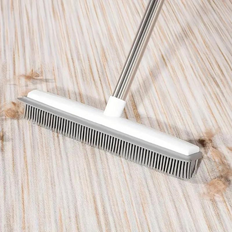 2 in 1 Pet Hair Removal Broom, Detachable Cleaning Broom for Rug Carpet, Multifunctional Long Handle Squeegee, Household Cleaning Tool for Home & Office