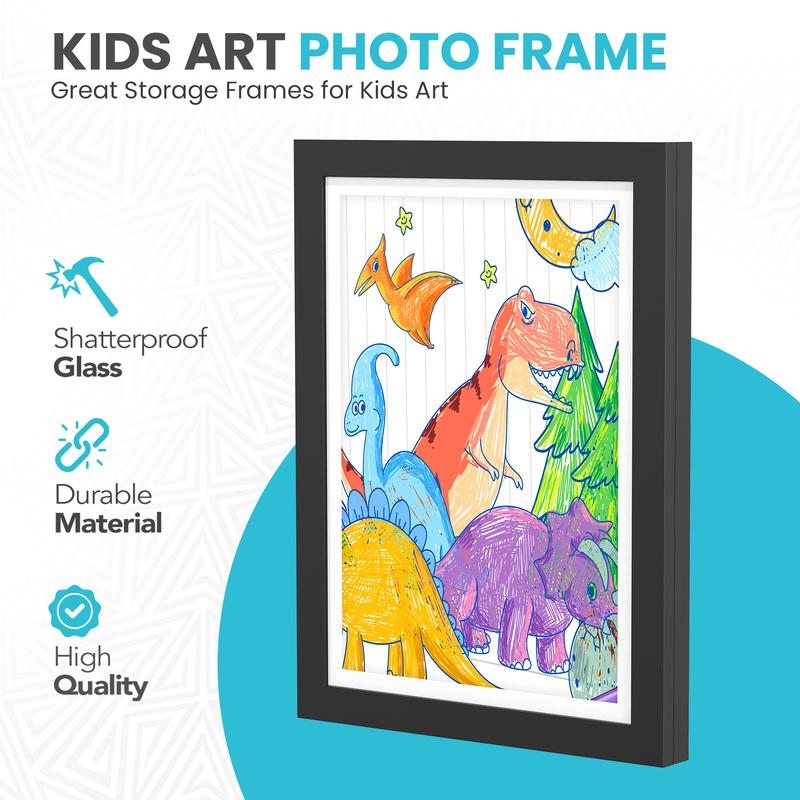 1 Pc Kids Art Frame (13x10) - Magnetic Photo Frame - Kids Art Frame Changeable - Holds 150-200 Artwork