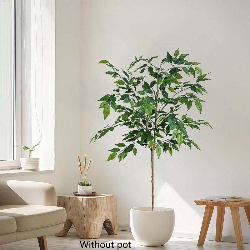 Artificial Ficus Tree Plant, 1 Count Realistic Leaves Faux Plant, Decorative Plant for Home Wedding Hotel Office Party Decoration