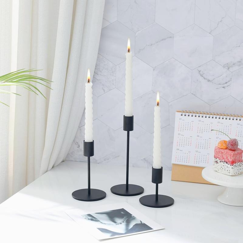 Set of 6 Black Candlestick Holders Black Candle Holder Black Taper Candle Holders Candle Holders Decorative Candlestick Holder for Home Decor, Wedding, Dinning, Party, Anniversary (Black)