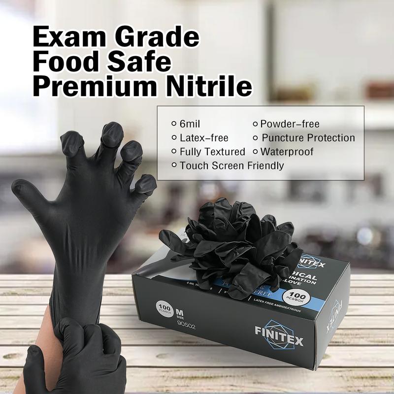 FINITEX 6.2 Mil 100% Nitrile Material, Strong Work Gloves - Multi-Purpose,Thick,Car Repair,Home Improvement Cleaning Disposable