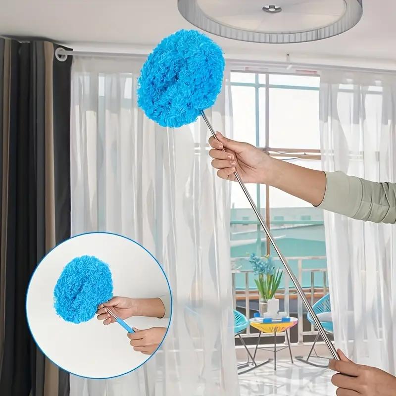 Microfiber Ceiling Fan Duster - Blue, Long-Handled, Dust-Locking, Reusable, And Machine Washable