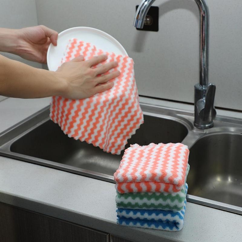 Random Color Dishcloth (5pcs), Water Absorption Dish Cleaning Cloth, Household Cleaning Cloth For Kitchen Bathroom