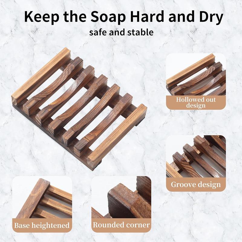 Wooden Soap Dish for Shower,Set of 2 Shower Soap Holder,Self draining Bar Soap Holder for Bathroom, Soap Saver Soap Tray Soap Stand for Homemade Soap,