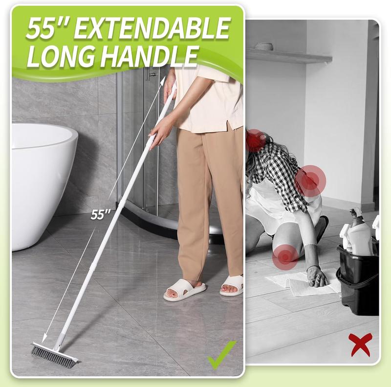 Grout Brush with Long Handle, Grout Cleaner for Tile Floors, Shower Tile Floor Scrubber