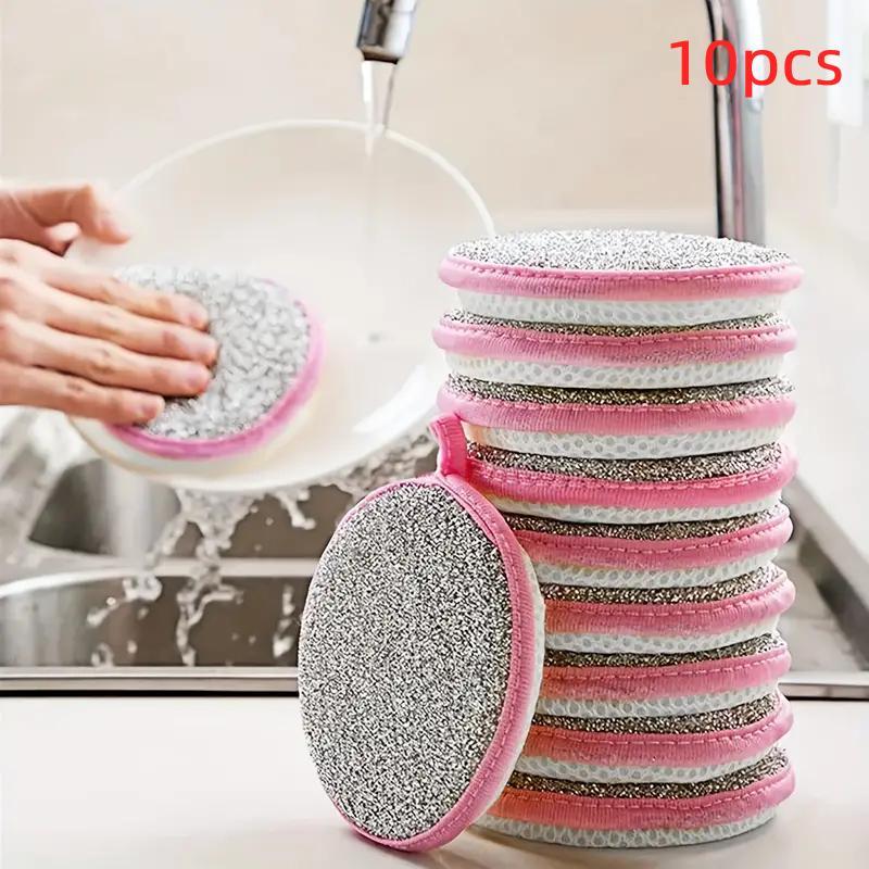 Double Sided Dish Washing Sponge, 10pcs Random Color Pan Pot Cleaning Sponge, Household Cleaning Tool for Kitchen