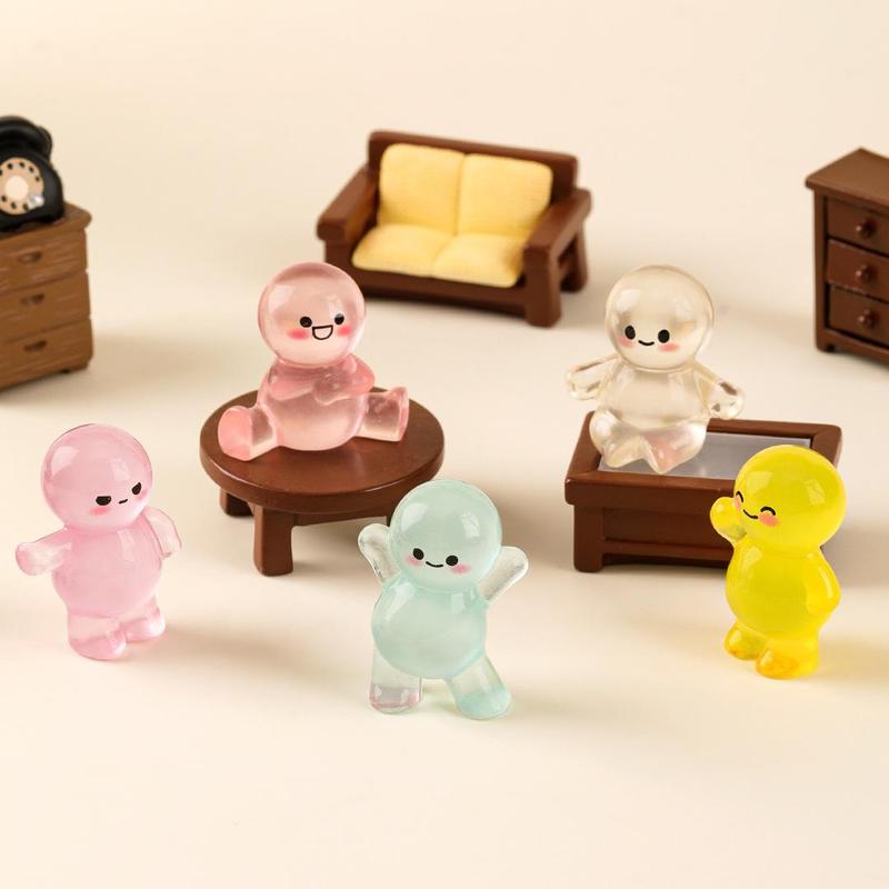 Resin Glow in The Dark Miniature Figurine, Creative Cartoon Cute Ornaments, DIY Decoration Set for Home Office Desktop