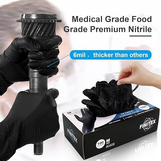 FINITEX 6.2 Mil 100% Nitrile Material, Strong Work Gloves - Multi-Purpose,Thick,Car Repair,Home Improvement Cleaning Disposable