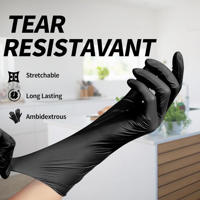 Synmax Vinyl Black Gloves - 4mil-100 count, Gloves Disposable Latex Free Latex-Free & Powder-Free Cleaning Food Gloves Hand Household Smooth