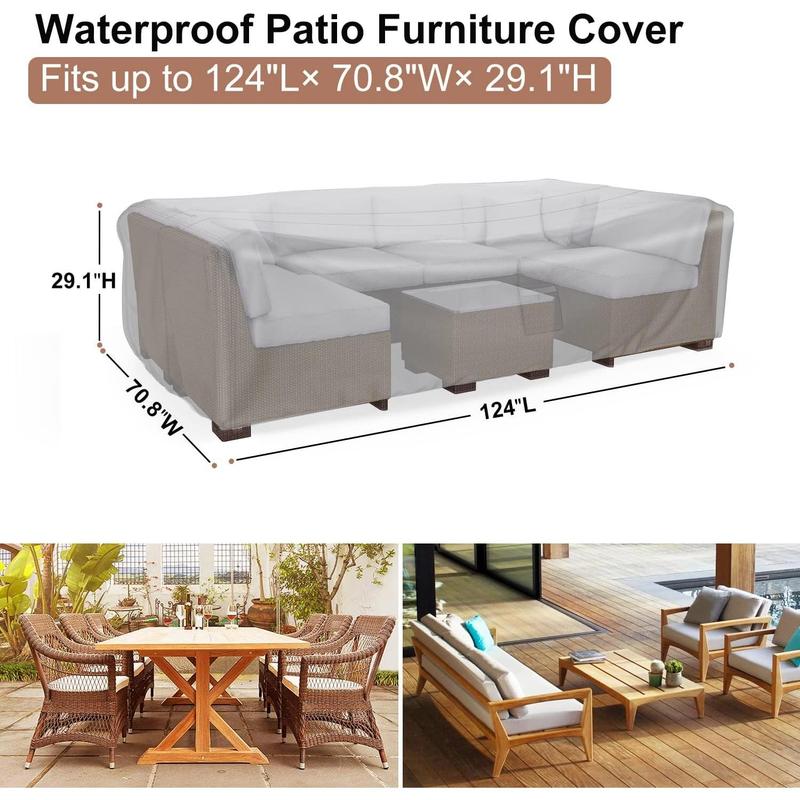 Patio Furniture Set Cover Waterproof, Mrrihand Outdoor Sectional Sofa Set Cover Heavy Duty 600D Table and Chair Set Cover 124