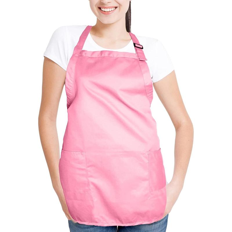 Apron Commercial Restaurant Home Bib Spun Poly Cotton Kitchen Aprons (2 Pockets)