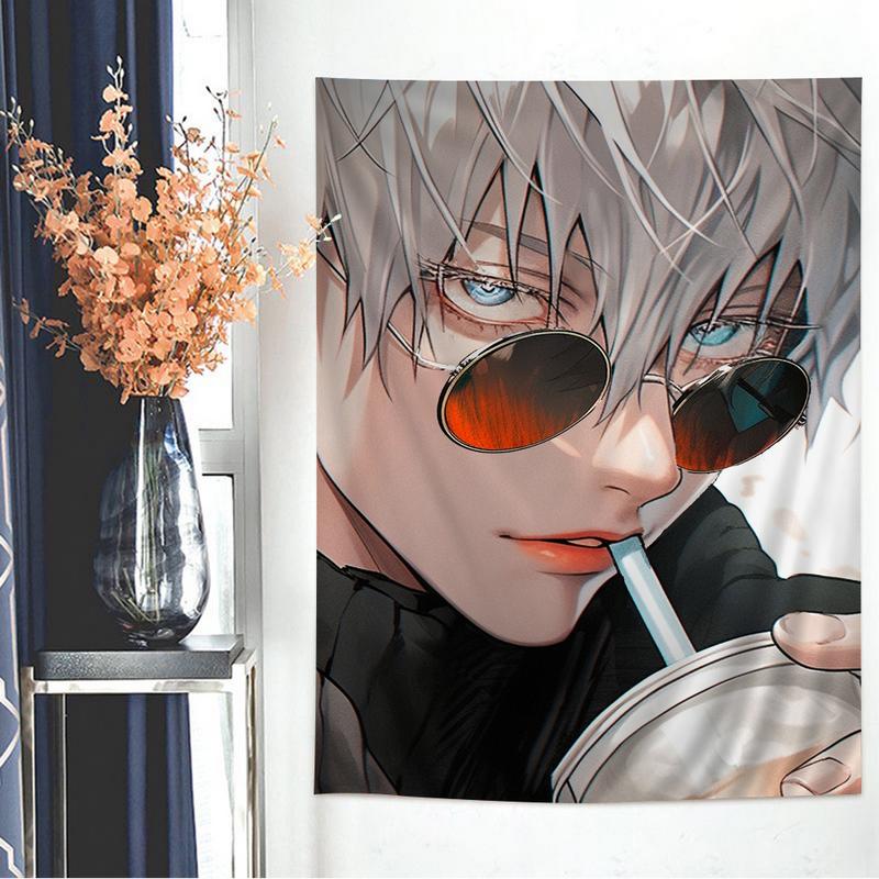 Jujutsu Kaisen Gojo Satoru DIY Wall Tapestry Hanging Tarot Hippie Wall Rugs Dorm Home Decor