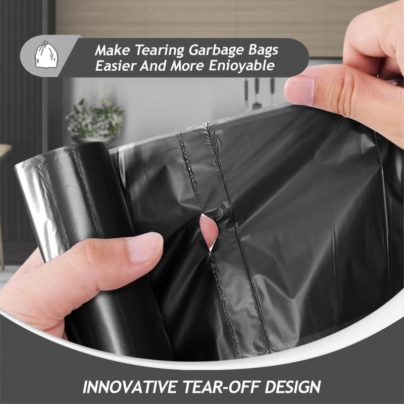 2 Gallon 100 Counts Small Strong Black Trash Bags Garbage Bags by ,Small Waste Basket Liner, Bathroom Trash Can Bin Liners, Plastic Bags for home office kitchen,Black