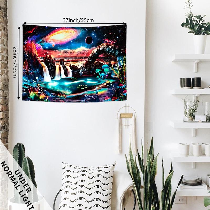 Fantasy Galaxy Pattern Tapestry with Installing Accessories, 1 Count Fluorescent Wall Hanging Tapestry, Decorative Tapestry for Home Living Room Bedroom, Tapestry for Bedroom, Tapestry Wall Decor, Summer Decor