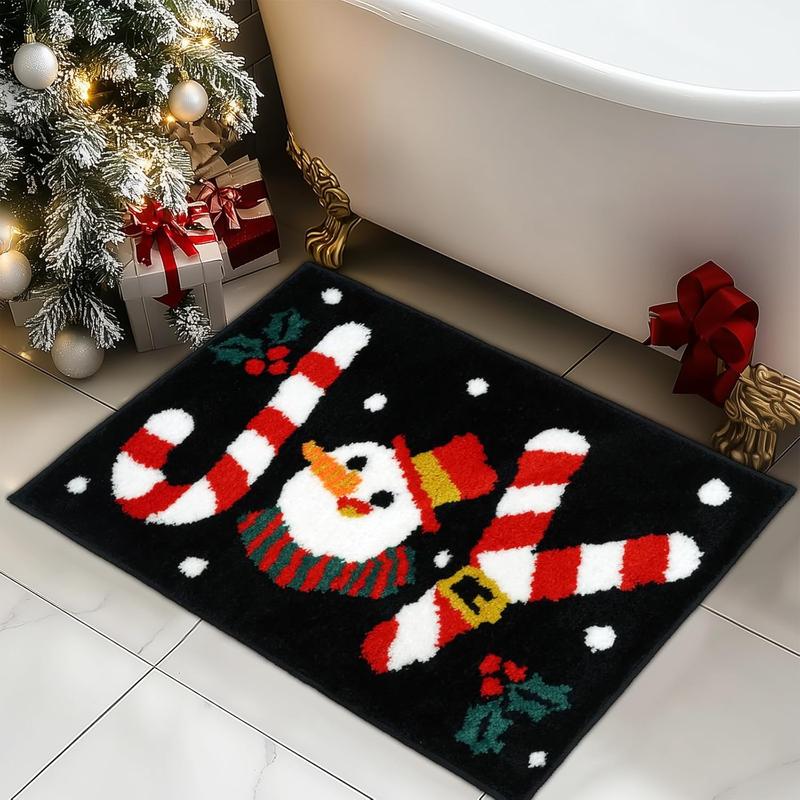 Christmas Bath Mat Cute Christmas Joy Bathroom Rugs Christmas Bathroom Decor Non Slip Bathroom Mat Joy Absorbent Washable Bath Rugs for Bathroom 20x32 inches