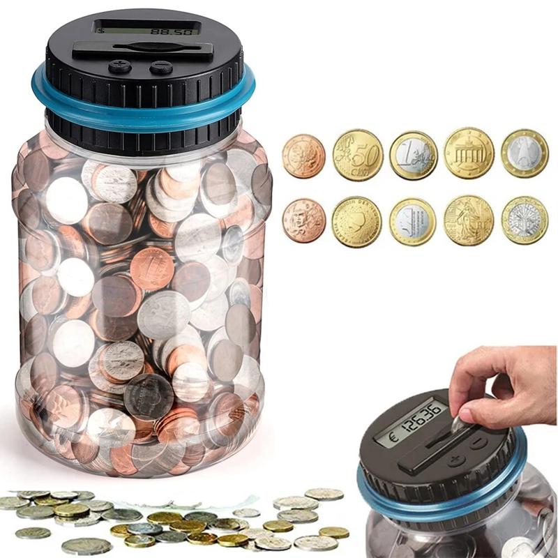 LCD Display Coin Counting Piggy Bank – No Battery Required, 1-Count Money Saving Jar, Fun Toy for Kids, Perfect Gift Idea Decor  Ornaments