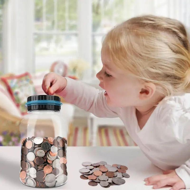 1.8L Large Capacity Coin Bank for Saving Money Digital Coin Jar, Piggy Bank for Kids - with Change Counter for Counting Savings, Room Decor Ornaments