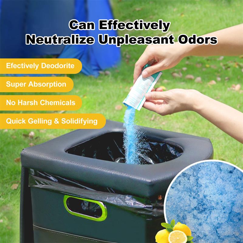 Ann Katy Portable Toilet Trash Bags, Portable Toilet Powder. Odor neutralizing quick acting gel. For use in 5 gallon buckets.