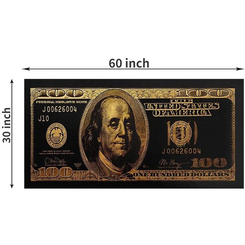 Black and Gold 100 Dollar Bill Beach Towels for Adults Funny Money Beach Towel for Mens Quick Dry Towel Oversize 30