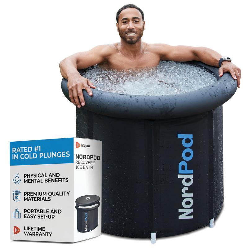 Ice Tub Portable with Cover and Bag - Cold Plunge for Home & Travel, Athletes and Adults Black