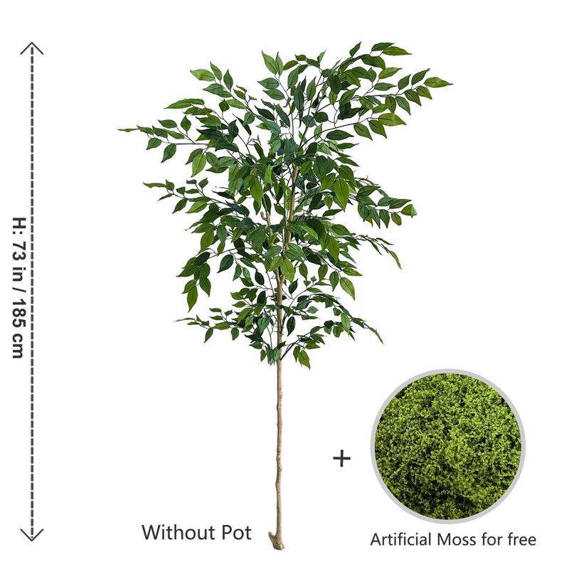 Artificial Ficus Tree Plant, 1 Count Realistic Leaves Faux Plant, Decorative Plant for Home Wedding Hotel Office Party Decoration