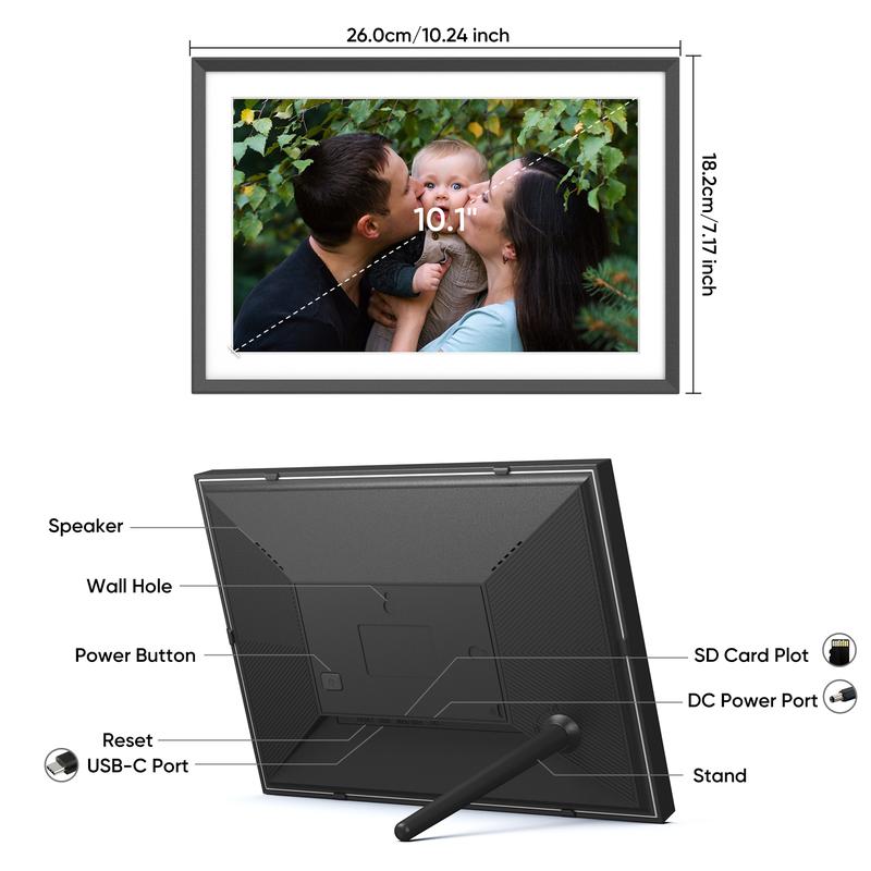 ARZOPA WiFi Digital Photo Frame 10.1 Inch IPS Touchscreen Electronic Photo Frame with 32GB Frameo Digital Picture Frames Share Photos Videos Music Calendar Alarm Auto Rotate Thanksgiving & Christmas Gift Perfect for Family & Friends Home Decor Gift Ideas