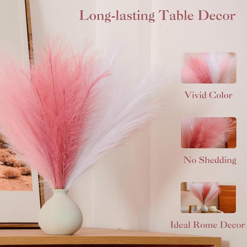 Spring Decor Artificial Dried Pampas Grass Ornaments, 6pcs Mean Girls Decorations Fluffy Pampas Reed Stem Bundle for Flower Arrangement Table Centerpiece, Decorative Faux Plant for Home Wedding Party