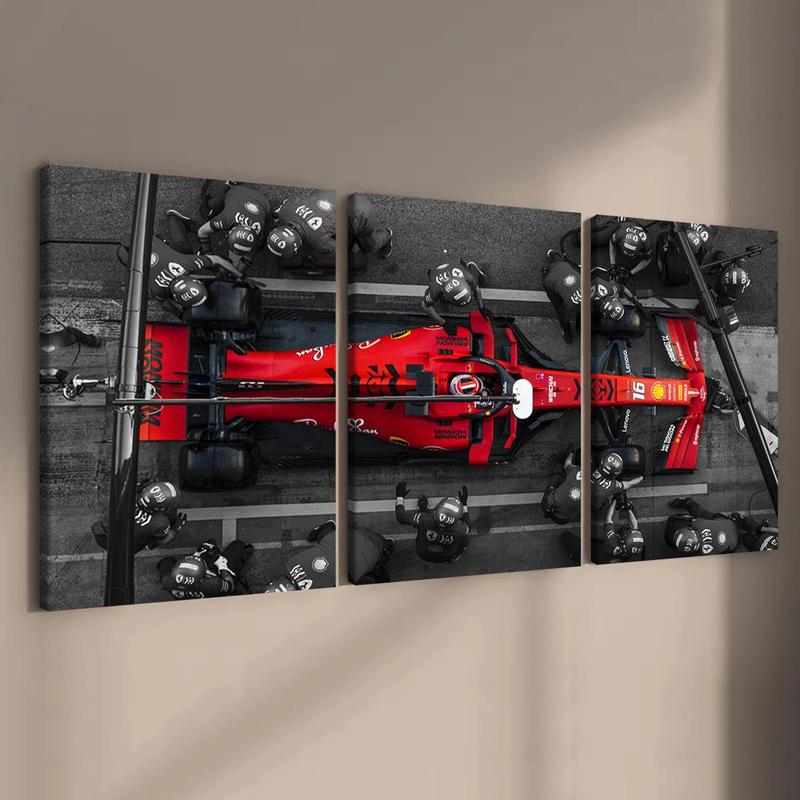 Formula Car Pattern Canvas Painting with Wooden Frame, 3 Counts set Modern Art Wall Decor, Canvas Art Car Posters, Wall Art for Home Living Room Bedroom Office Wall Art Painting