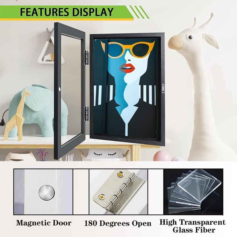 [4-Pack] Kids Artwork Frames Changeable - Magnetic Kids Art Frames Front Opening 8.5 x 11, Kids Art Frame Ideal for Portfolio, Pictures, Drawings