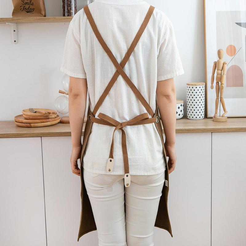 Canvas Apron with Pocket, Adjustable Waist Apron, Kitchen Cooking Apron, Coffee Shop Apron, Work Apron for Men & Women, Home Supplies