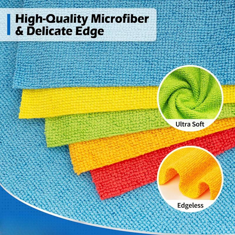 Microfiber Cleaning Cloths, Rags Towels Bulk Absorbent Lint-Free Washcloths, All Purpose Cloth Wipes for Car, Office, Household microfiber towel