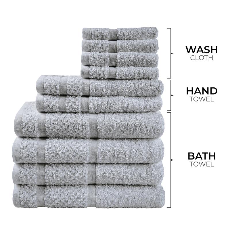 10 Piece Towel Set with Upgraded Softness & Durability, Grey