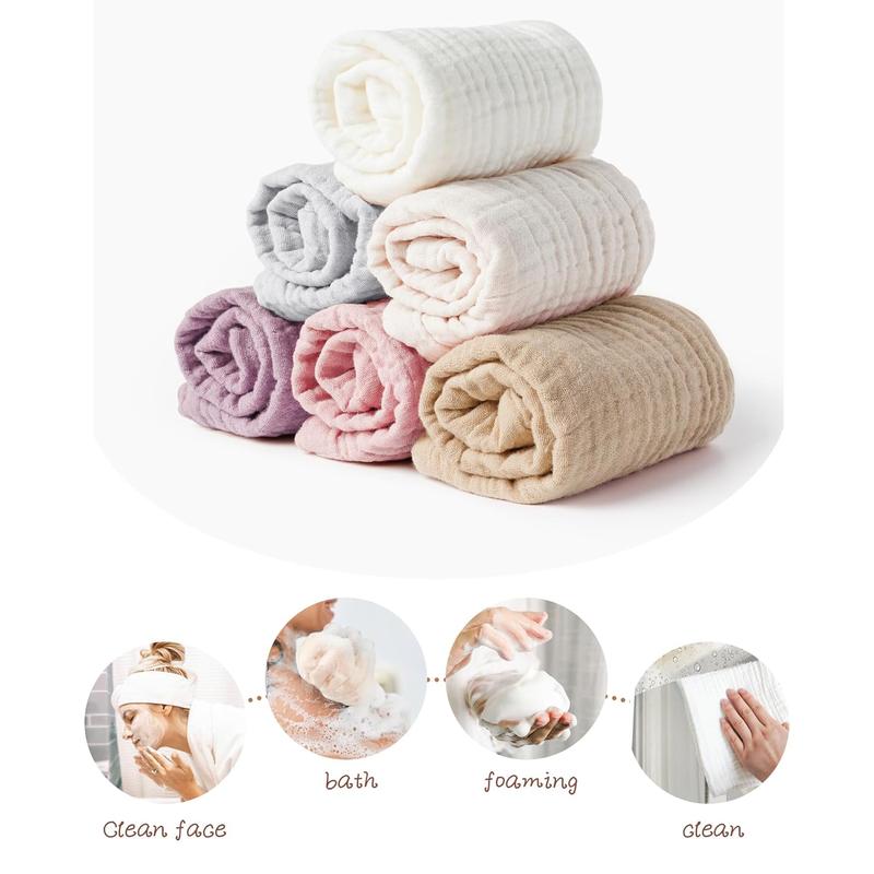 6 Pack Face Cloths, Soft Wash Cloth for Washing Face, Cotton Face Towels for Sensitive Skin Women Facial Makeup Remover Reusable Absorbent Washcloths