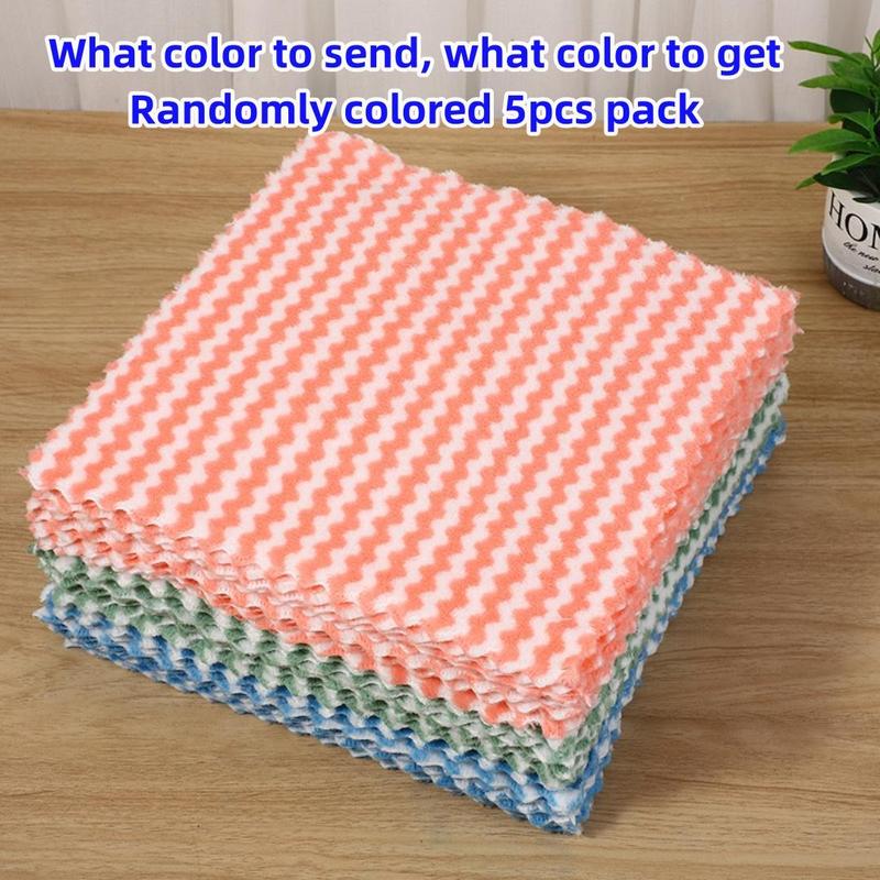 Random Color Dishcloth (5pcs), Water Absorption Dish Cleaning Cloth, Household Cleaning Cloth For Kitchen Bathroom