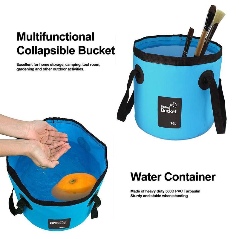 Collapsible Bucket with Handle, 5 Gallon Container Folding Water Bucket, Portable Wash Basin for Outdoor Camping Fishing, Camping & Hiking Equipment, Christmas Gift