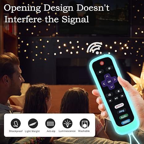 Remote Control Protective Case, Silicone Luminous Case with Lanyard, Non-slip Light Up Cover for Smart TV