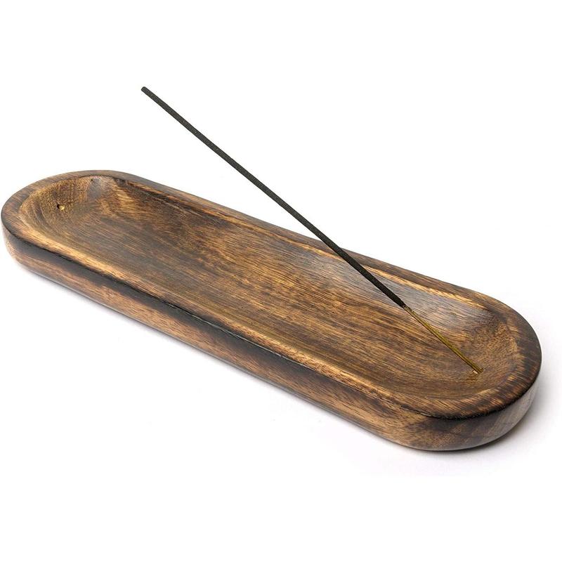 - Traditional-Handmade-Tray-Burner Wooden-Trat-Incense-Stick-Holder Ash-Catcher-Stand for--Meditation-Yoga (11x4x1.22 Inches)