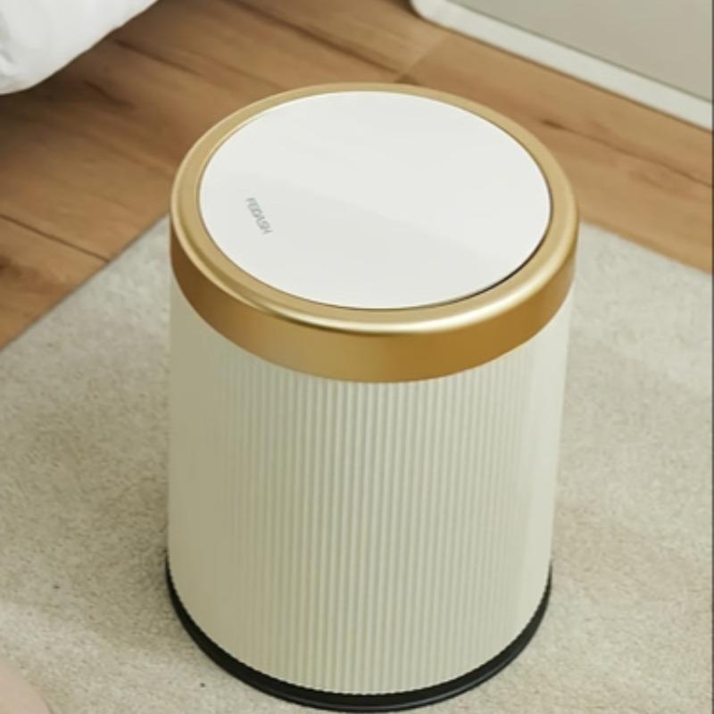 Round Trash Can, 1 Count Modern Simple Covered Trash Can, Household Waste Bin for Home Living Room Bedroom Kitchen