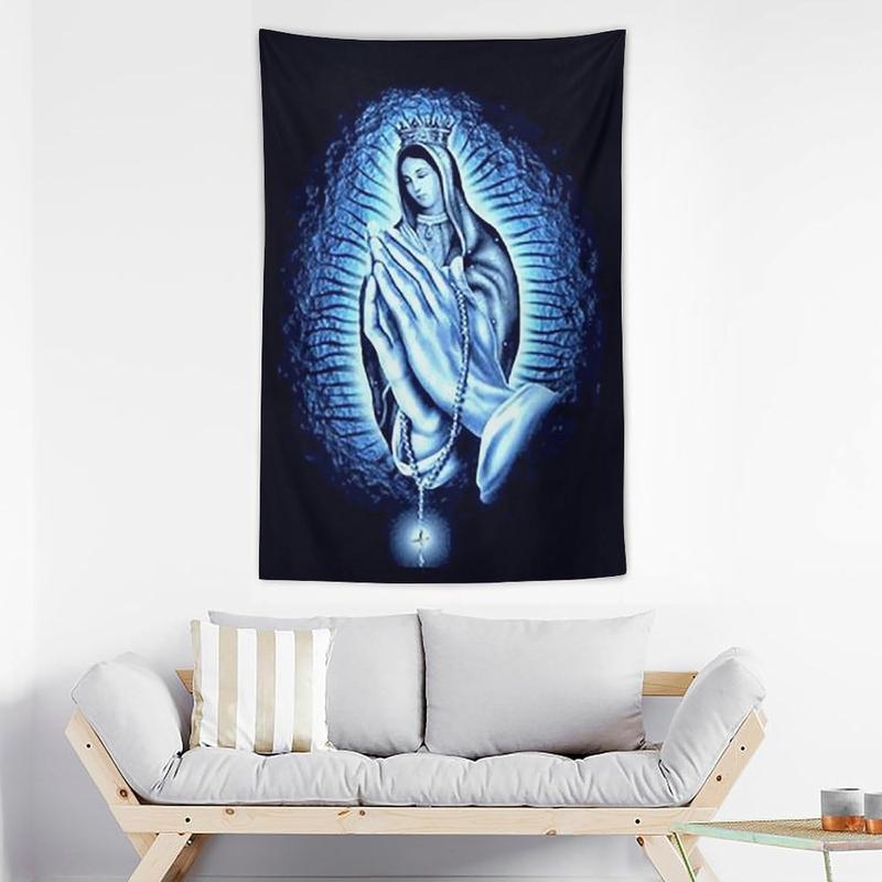 Our Lady of Guadalupe Virgin Mary Jesus Christmas Tapestry Wall Art Decor Christian Religious Tapestry Bedroom Living Room Dorm Home Decor Wall Hanging Party Gift, 40 x 60 inches