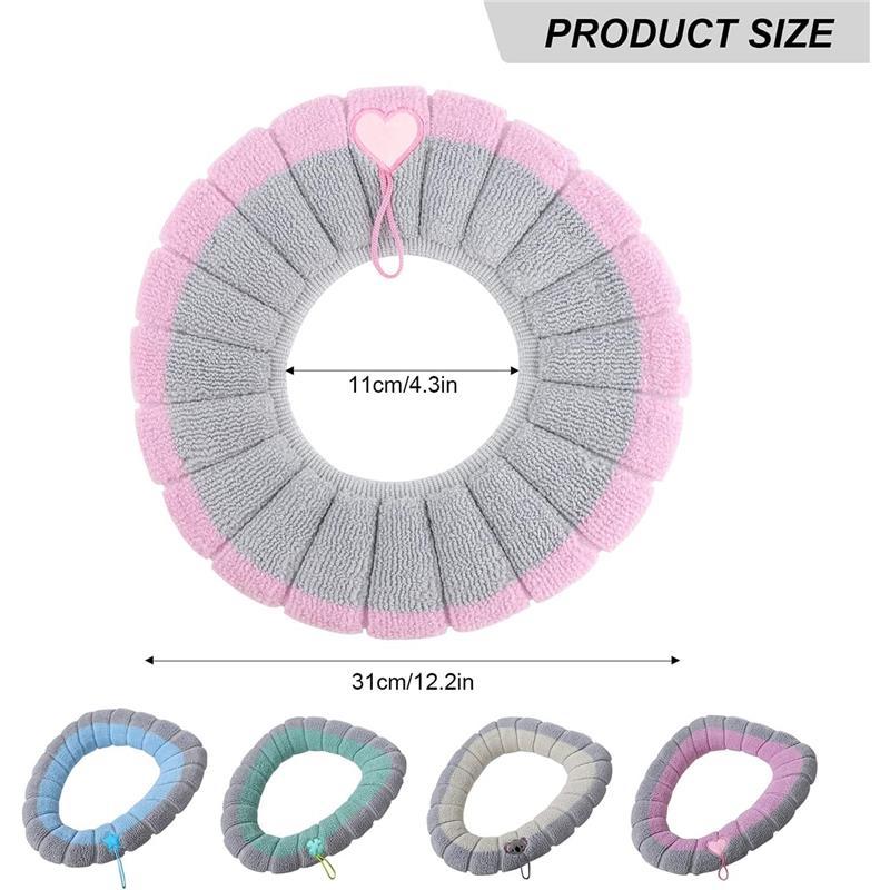 4 Pieces Toilet Cover Toilet Seat Cover Pads with Handle Toilet Lid Cover Cushion Thicker Bathroom Soft Toilet Seat Cover Soft Thicker Stretchable Washable Fits All Oval Toilet Seats Set Set