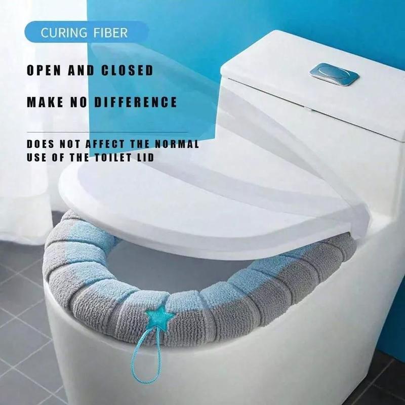 Soft Thicker Warmer Stretchable Toilet Seat Cover for Bathroom - Washable Cushion Mat Pad