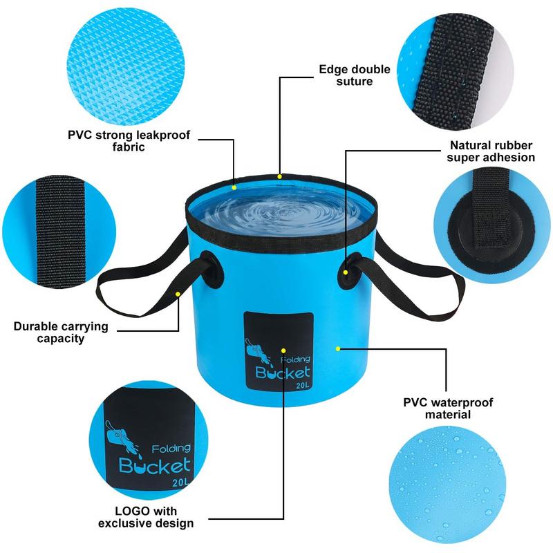 Collapsible Bucket 5 Gallon Container Folding Water Bucket Portable Wash Basin 20L Waterproof Lightweight